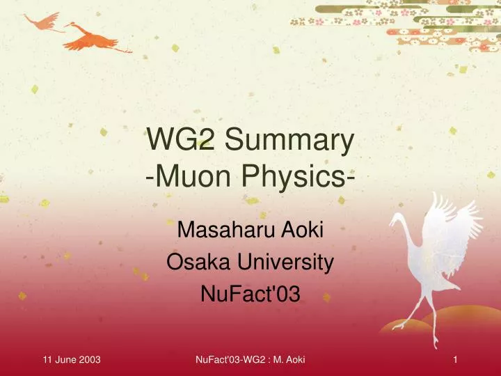 wg2 summary muon physics