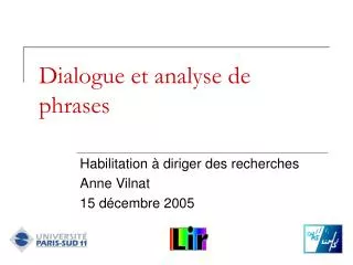 dialogue et analyse de phrases