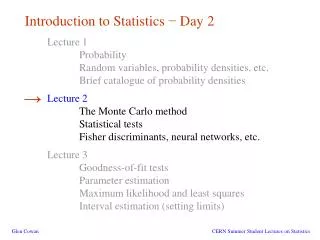 Introduction to Statistics ? Day 2