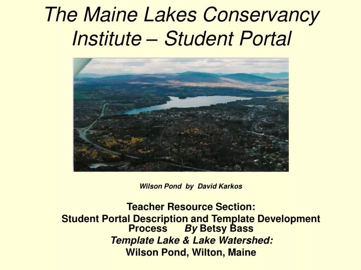 the maine lakes conservancy institute student portal