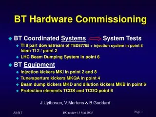 BT Hardware Commissioning