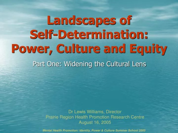 landscapes of self determination power culture and equity