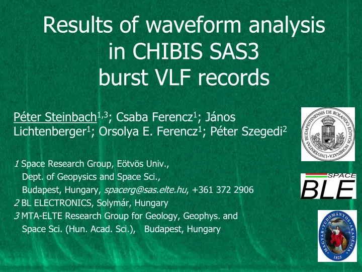 results of waveform analysis in chibis sas3 burst vlf records