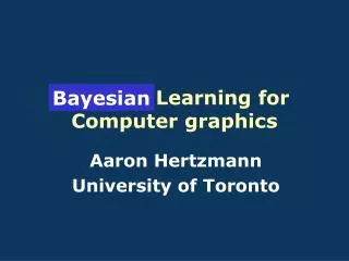 Machine Learning for Computer graphics