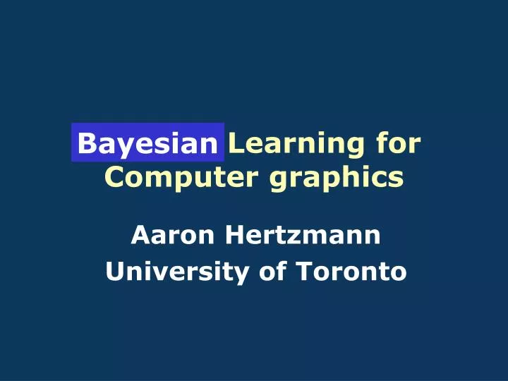machine learning for computer graphics