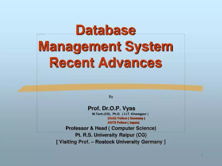 database management system recent advances