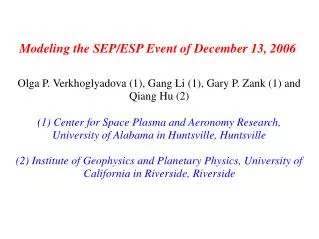 Modeling the SEP/ESP Event of December 13, 2006