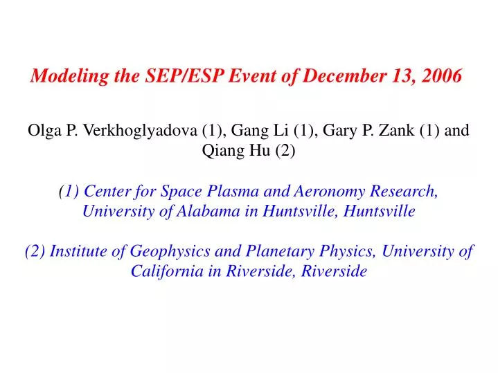 modeling the sep esp event of december 13 2006