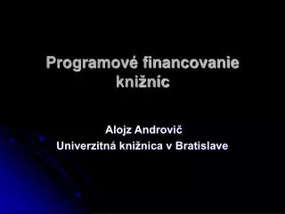 programov financovanie kni n c