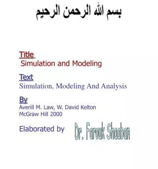 Title Simulation and Modeling Text Simulation, Modeling And Analysis By