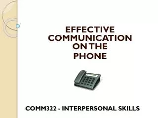 COMM322 - INTERPERSONAL SKILLS