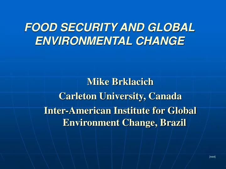 food security and global environmental change