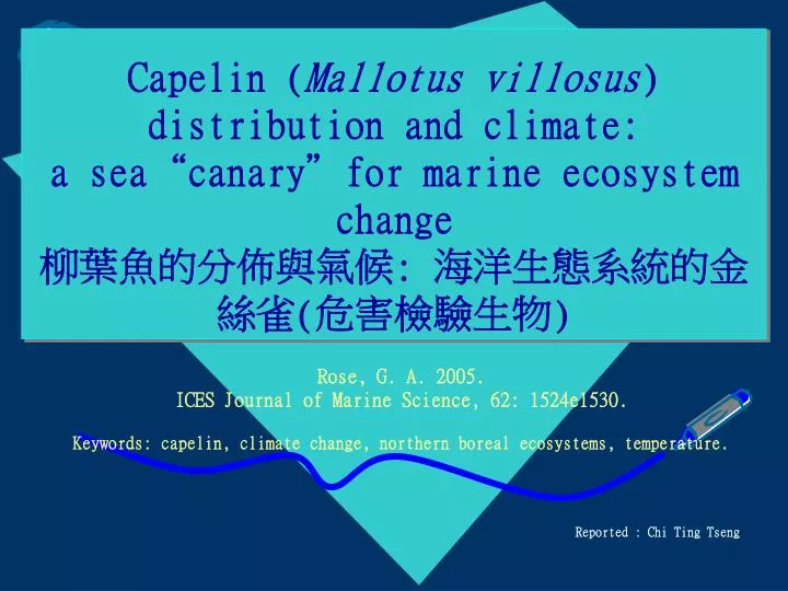 capelin mallotus villosus distribution and climate a sea canary for marine ecosystem change
