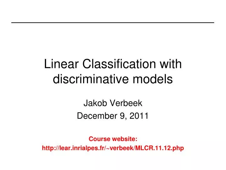 linear classification with discriminative models