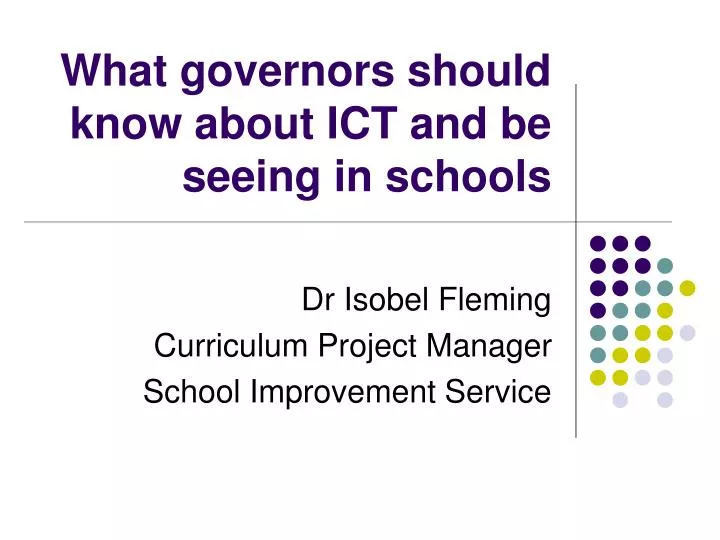 what governors should know about ict and be seeing in schools