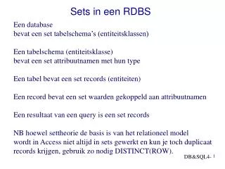 sets in een rdbs
