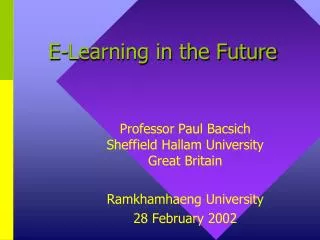 E-Learning in the Future