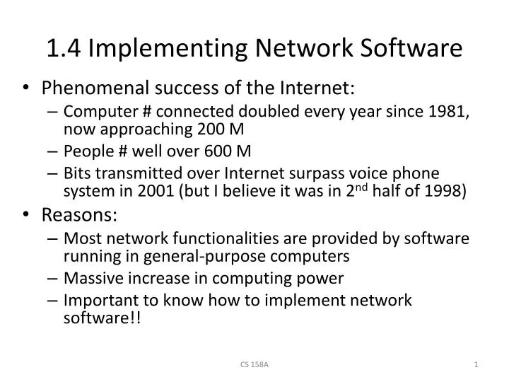 1 4 implementing network software