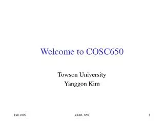 Welcome to COSC650