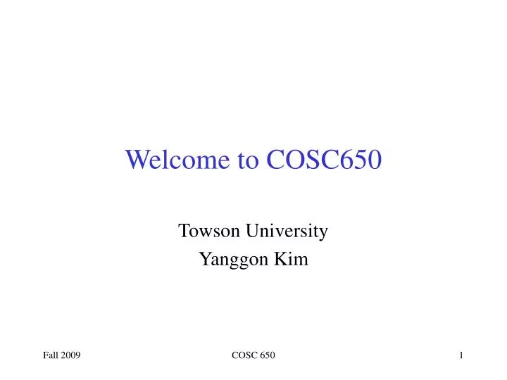 welcome to cosc650