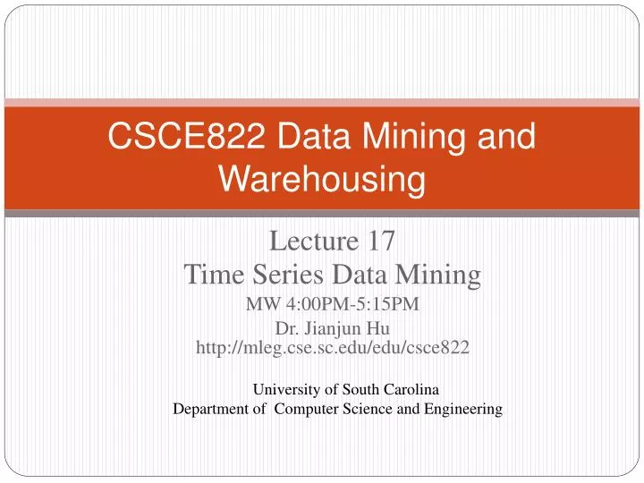 csce822 data mining and warehousing