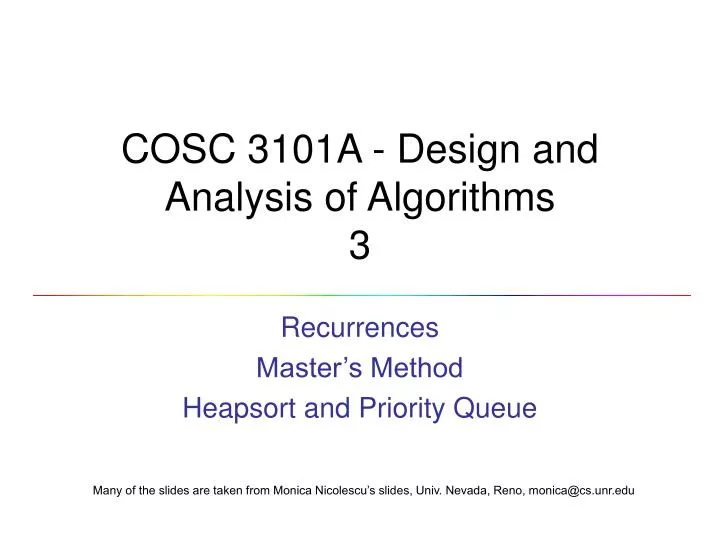 cosc 3101a design and analysis of algorithms 3