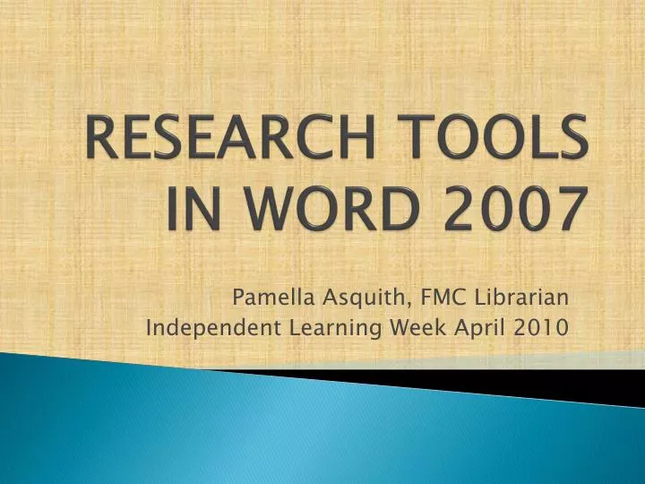 research tools in word 2007
