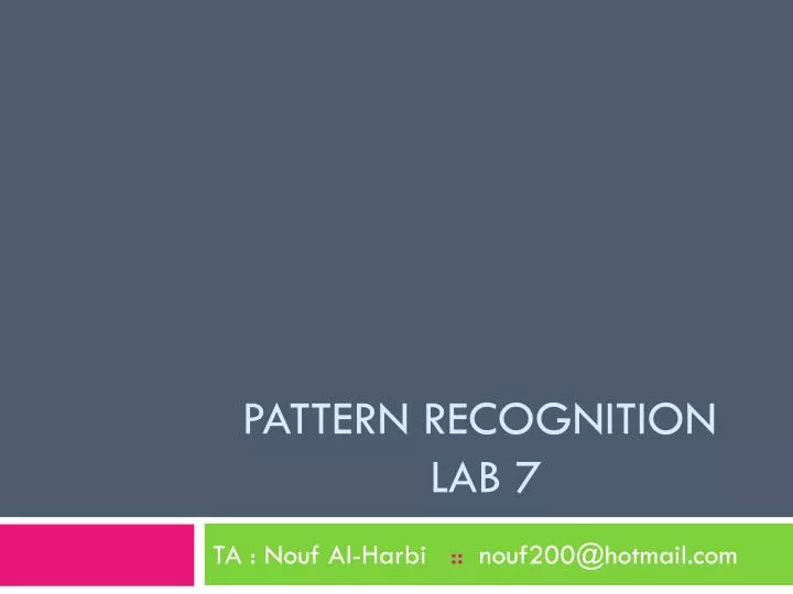 pattern recognition lab 7