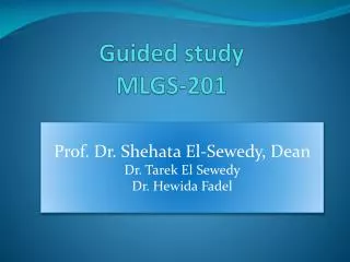 Guided study MLGS-201
