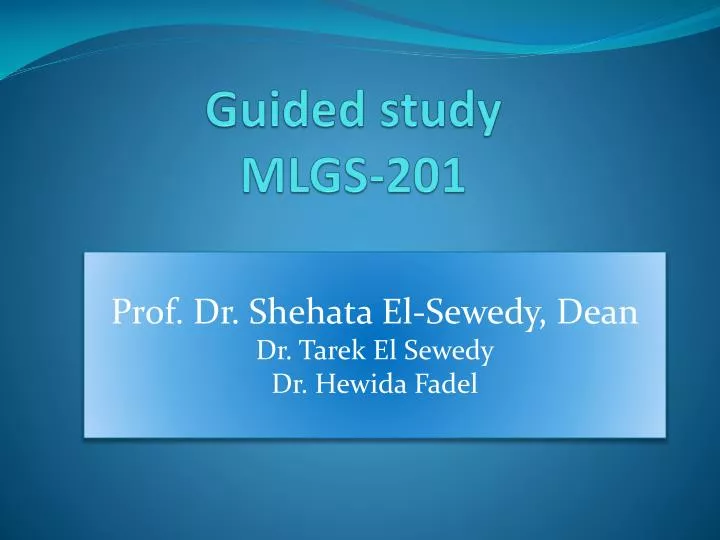 guided study mlgs 201