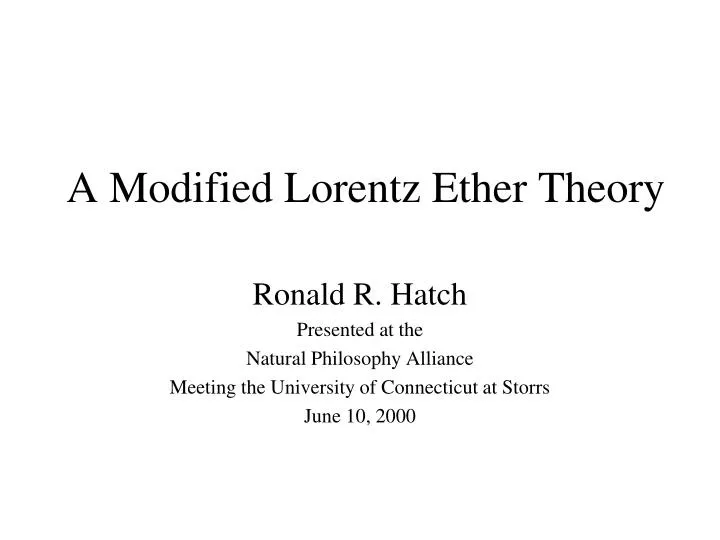 a modified lorentz ether theory