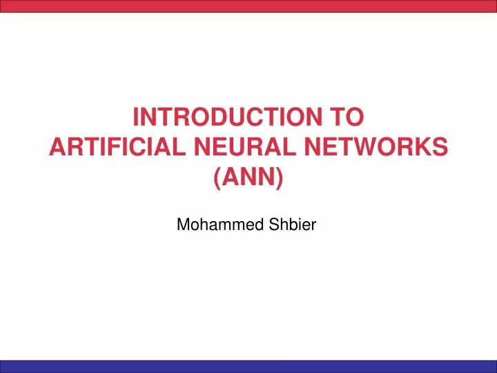 introduction to artificial neural networks ann