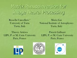Matrix Pseudoinversion for Image Neural Processing