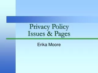 Privacy Policy Issues &amp; Pages