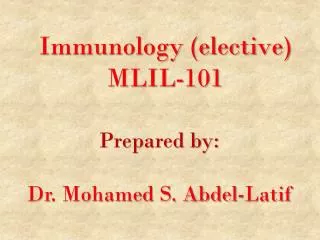 Immunology (elective) MLIL-101