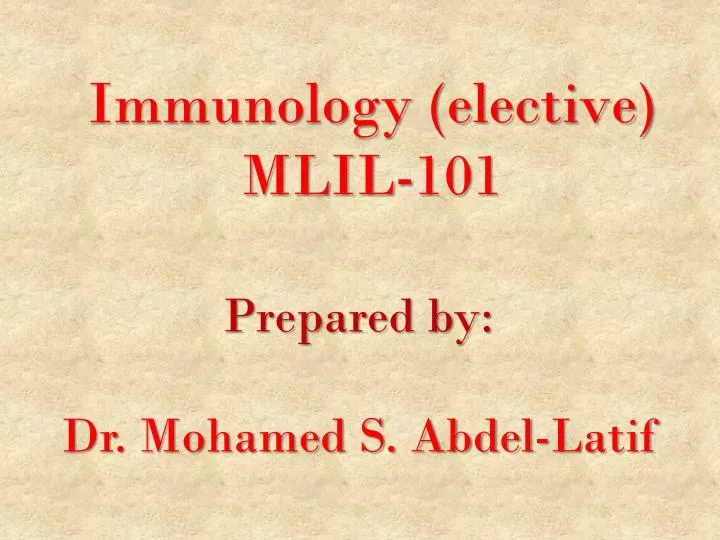 immunology elective mlil 101