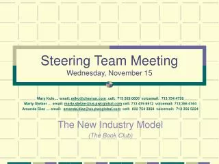 Steering Team Meeting Wednesday, November 15