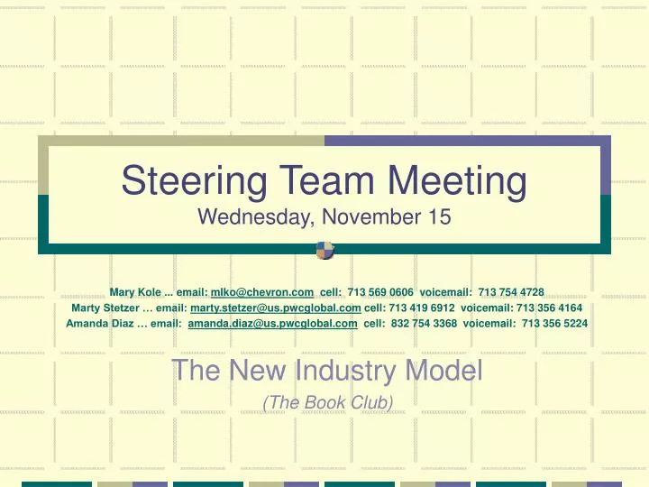 steering team meeting wednesday november 15