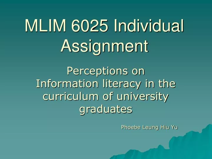 mlim 6025 individual assignment