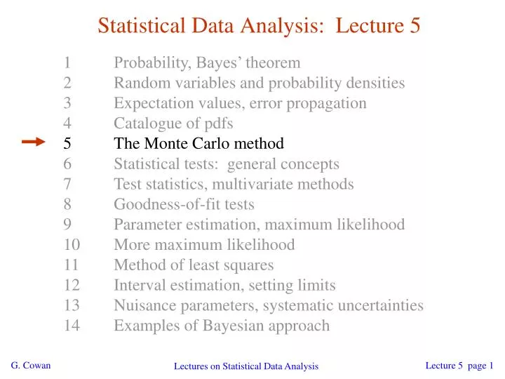 statistical data analysis lecture 5