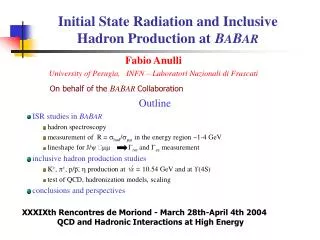 Initial State Radiation and Inclusive Hadron Production at B A B AR
