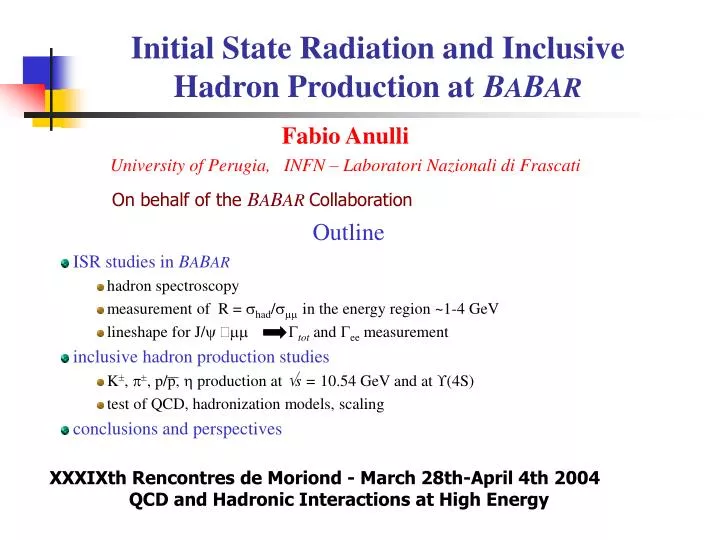 initial state radiation and inclusive hadron production at b a b ar