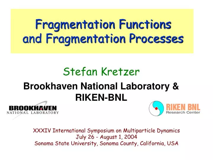 fragmentation functions and fragmentation processes