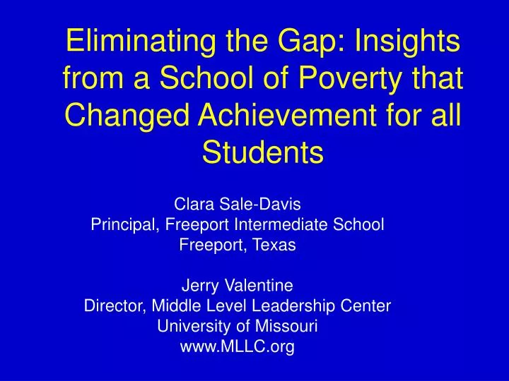 eliminating the gap insights from a school of poverty that changed achievement for all students