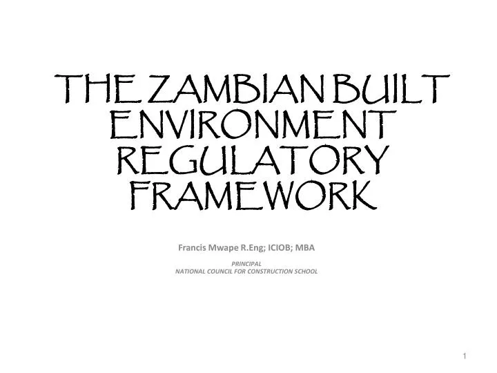 the zambian built environment regulatory framework