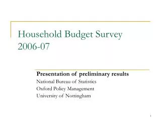 Household Budget Survey 2006-07
