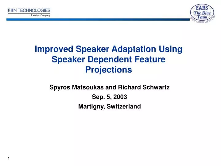 improved speaker adaptation using speaker dependent feature projections