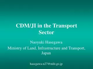 CDM/JI in the Transport Sector