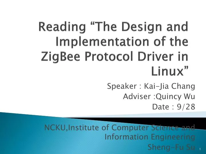reading the design and implementation of the zigbee protocol driver in linux