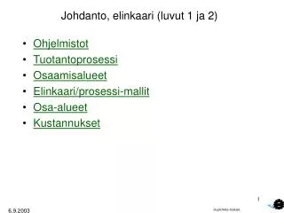 johdanto elinkaari luvut 1 ja 2